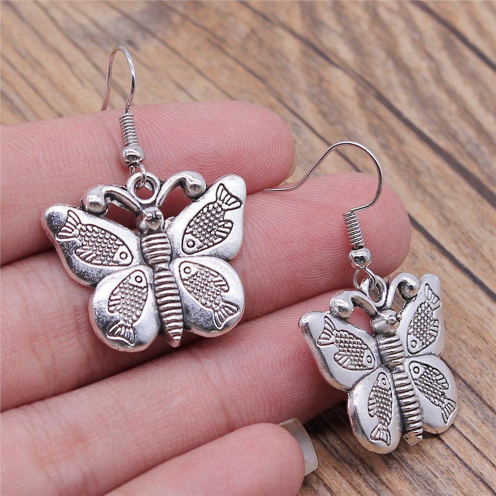 Hängeohrring Libelle Schmetterling Vintage Schmuckzubehör Ohrringgröße 18x19mm QE009