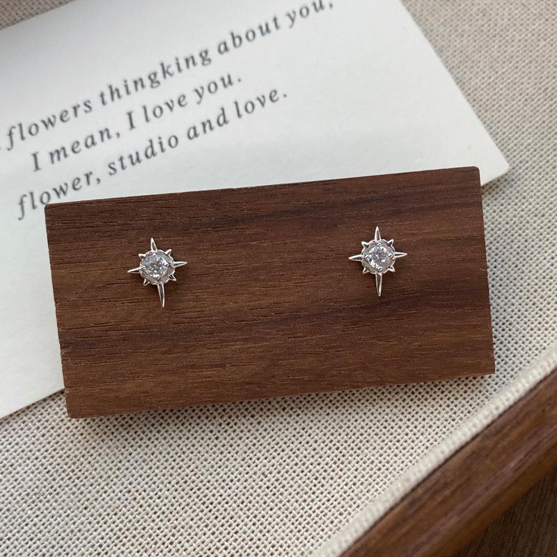Polaris Zirconia Star Stud Earrings: High-End Sterling Silver, Trendy  Versatile Design for Personalized Style Sterling Silver