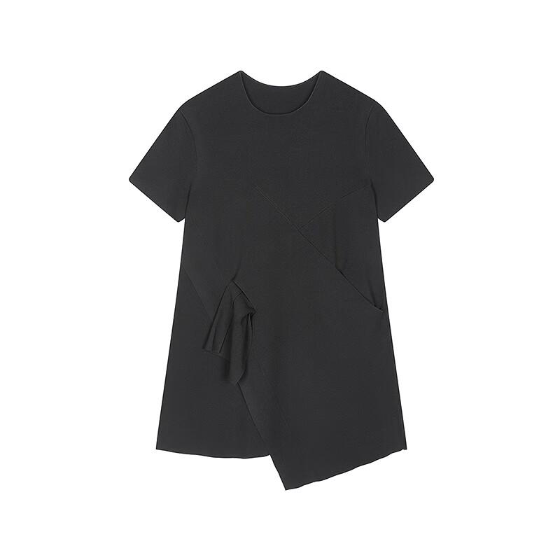 JNBY Women's 2025 Autumn Round Neck Loose Short Sleeve Dress