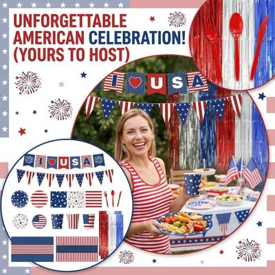 Independence Day 250th Anniversary Celebration Party Dress-up Set, Tableware, Napkins, Tablecloth, Party Supplies