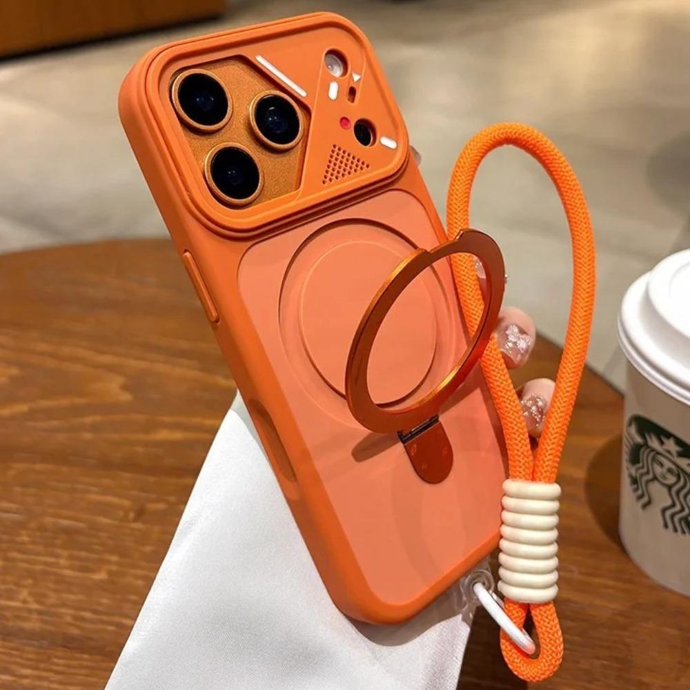 Wrist Strap Metal Ring Bracket For Magsafe Case For iPhone 17 Air 16 15 14 13 12 11 Pro Max Plus Matte Armor Stand Holder Cover