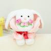 Themed Rose Floral Rabbit Stuffed Toy With Soft Short Fur For Romantic Gift