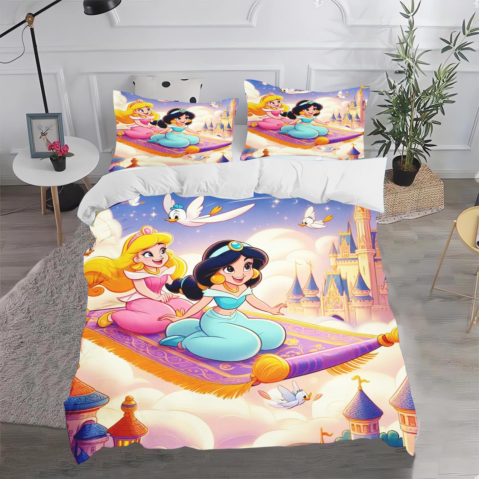 

Aladdin Jasmine Princess Duvet Cover Set Bedding Comforter Sets King Size 3D Children S Bedding Set 135x200cm