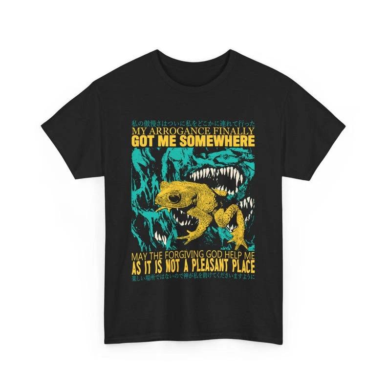My Arrogance Frog T-Shirt | Vintage Japanese Graphic Tee | Funny Meme Quote Shir M