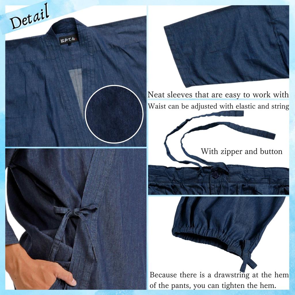 Edoten Men's Samue Denim, 4.5 Oz. Lightweight Denim (100% Cotton), Soft with Pre-Dyed Fabric, Navy Blue, Size 3L