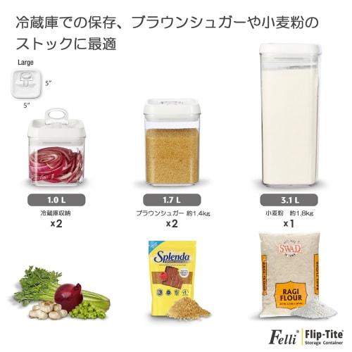 Felli FlipTight Food Storage Containers with Airtight Lids, Large Variety, 5-Piece Set