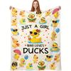 Cute Cartoon Duck Pattern Flannel Printed Blanket Suitable for All Seasons Suitable for Living Room Office Sofa and Travel