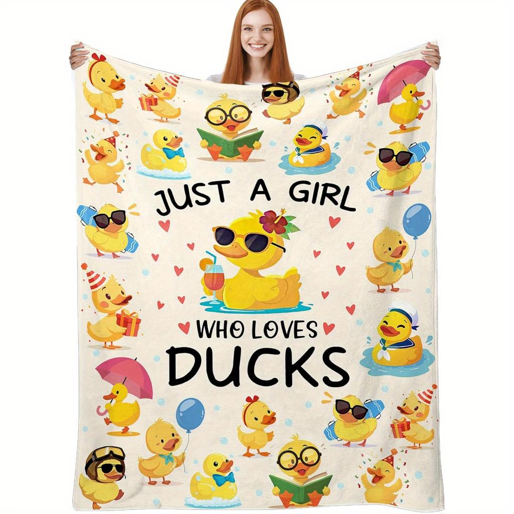 Cute cartoon duck pattern Flannel printed blanket suitable for all seasons suitable for living room office sofa and travel