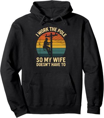 Utility Lineman Retro Sunset Pole Worker Humor Unisex Hooded Sweatshirt