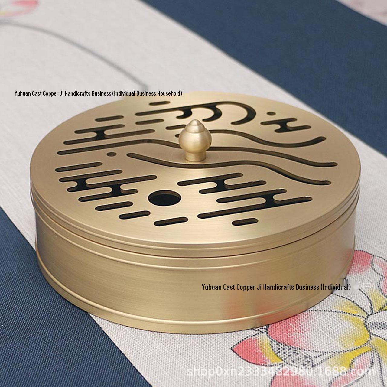 Large Brass Mosquito & Incense Coil Holder with Lid - Anti-Scald Design for Sandalwood & Agarwood Incense Large Diameter
