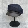 Stylish and Temperamental Leather Brim Splicing Octagonal Hat Female Face Small Versatile Newsboy Hat Double Belt Buckle Wide Brim Cloud Hat