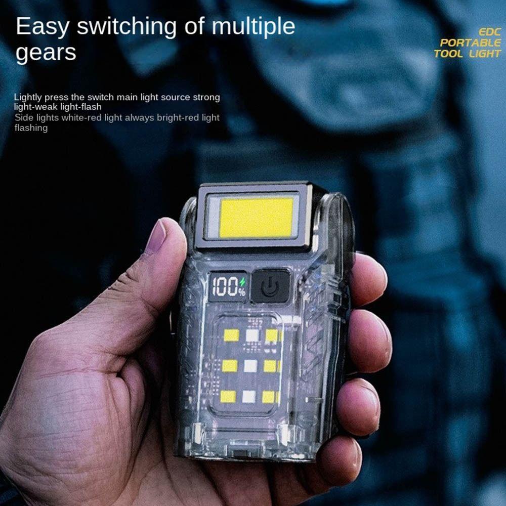 Type-C Rechargeable Fluoresce Flashlight Rotatable Head Hat Clip Light  Emergency  Light