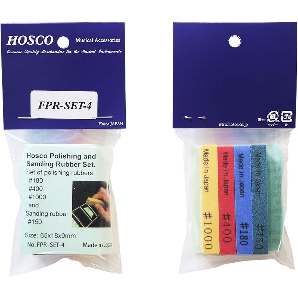 HOSCO Luthiers Tools 4-Piece Fret Polishing Rubber Set (#150, #180, #400, #1000—1 each) FPR-SET-4