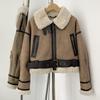 Autumn Winter Product Casual Women's Wear Flip Collar Fur Integrated Loose and Versatile Short Jacket Coat