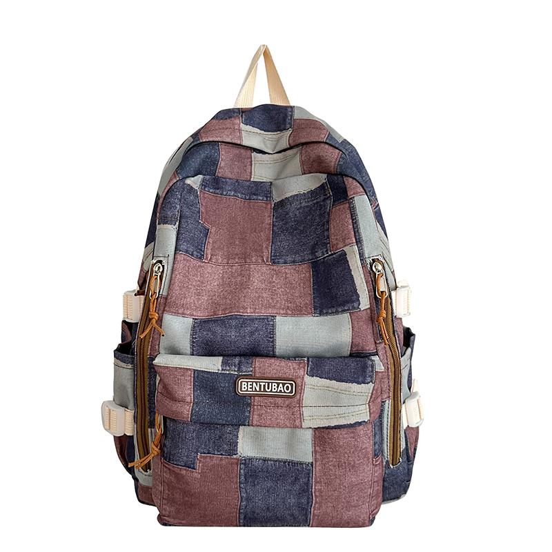 

Студенческий школьный рюкзак, женский клетчатый рюкзак большой емкости, рюкзак для учащихся средней школы коричневый