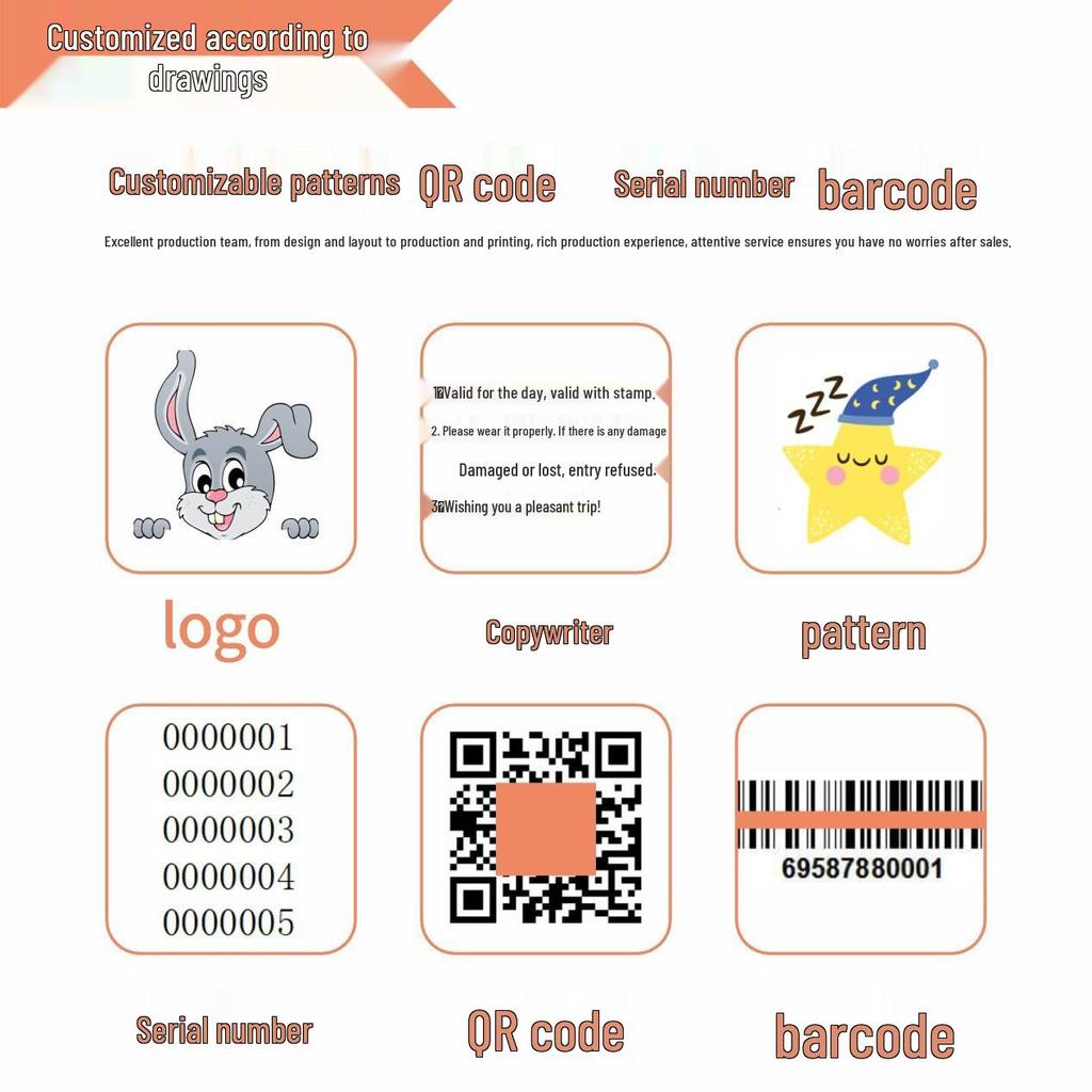 Fluorescent Tyvek Wristband for Amusement and Children's Parks