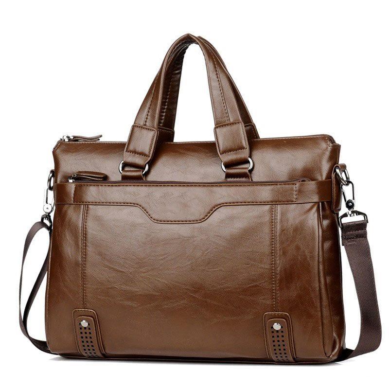 1pcs Cowhide Business Bag, Public Document Bag, Genuine Leather Computer Bag, Business Document Bag, Back Shoulder Strap