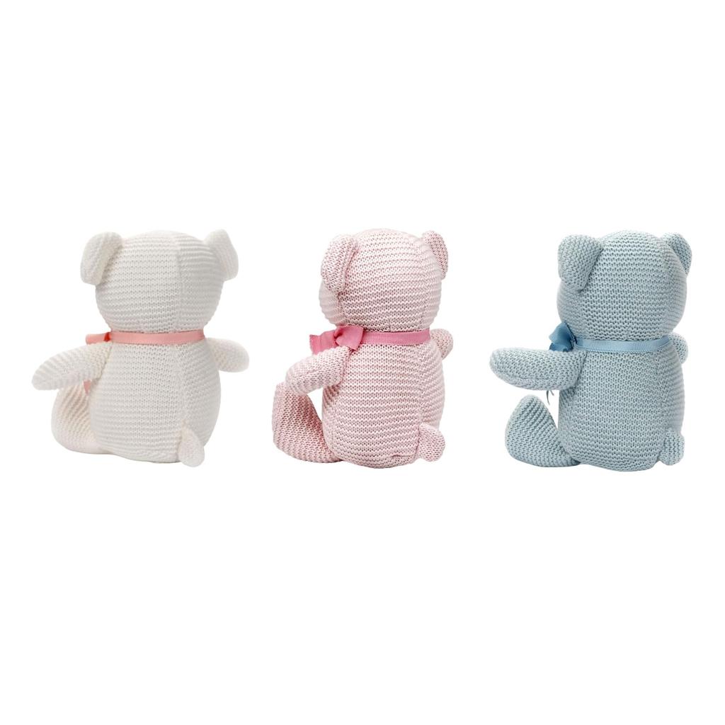 FLUFFYFUN 100% Organic Cotton Baby Toys, Teddy Bear Plush Toys, 16.5cm (Set of 3)
