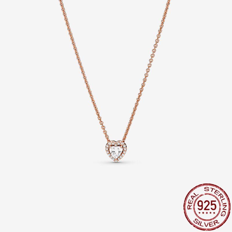 100 copper new Pink Swirl Wishbone Heart Collier Necklaces Ideal For Women Brand Authentic Band Necklaces Jewellery Gift