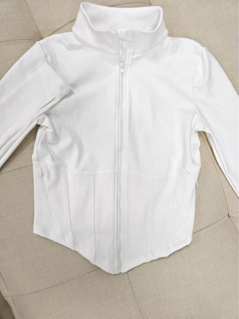 Alo Yoga Damen Taillenraffungsjacke, Kurz- und Langarmoptionen, Eng anliegend, Reißverschluss Stehkragen, Sport Fitness Top.