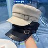 Wool Blend Flat Top Hat With Curved Brim For Winter Casual Fashion Women