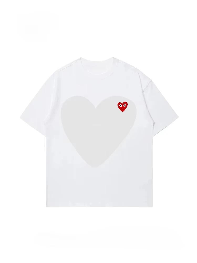 Pure Cotton Love Printing Loose Short-sleeved T-shirt Women's Summer Trend Couple Loose Top Compression Shirt Vszap