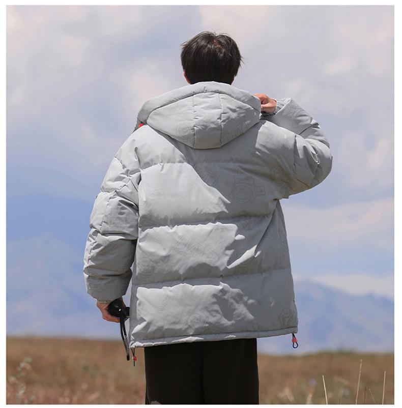 Cross-Border E-commerce Student White Duck Down Jacket: Men's Winter Short Hooded, Windproof, and Warm Thickened for Couples
