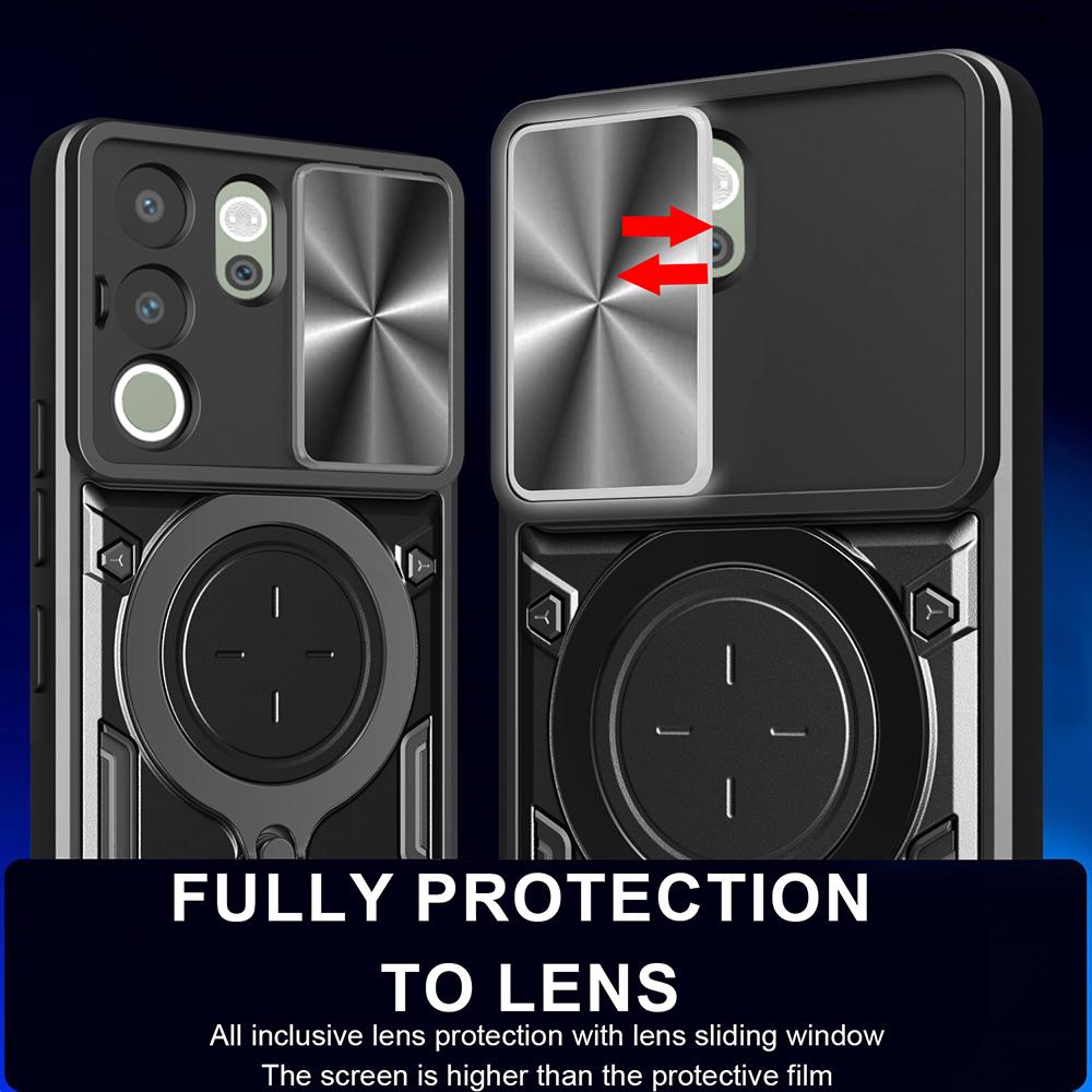 Slide Lens Armor Funda for Vivo Y200 5G Case for Vivo Y29 Y19S 4G V50 IQOO Z9S V40E V40 Pro 5G Case Magnetic Ring Stand Cover