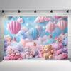 2D Dreamy Baby Background, Cute Teddy Bears & Hot Air Balloons Themed Photoshoot Backdrop