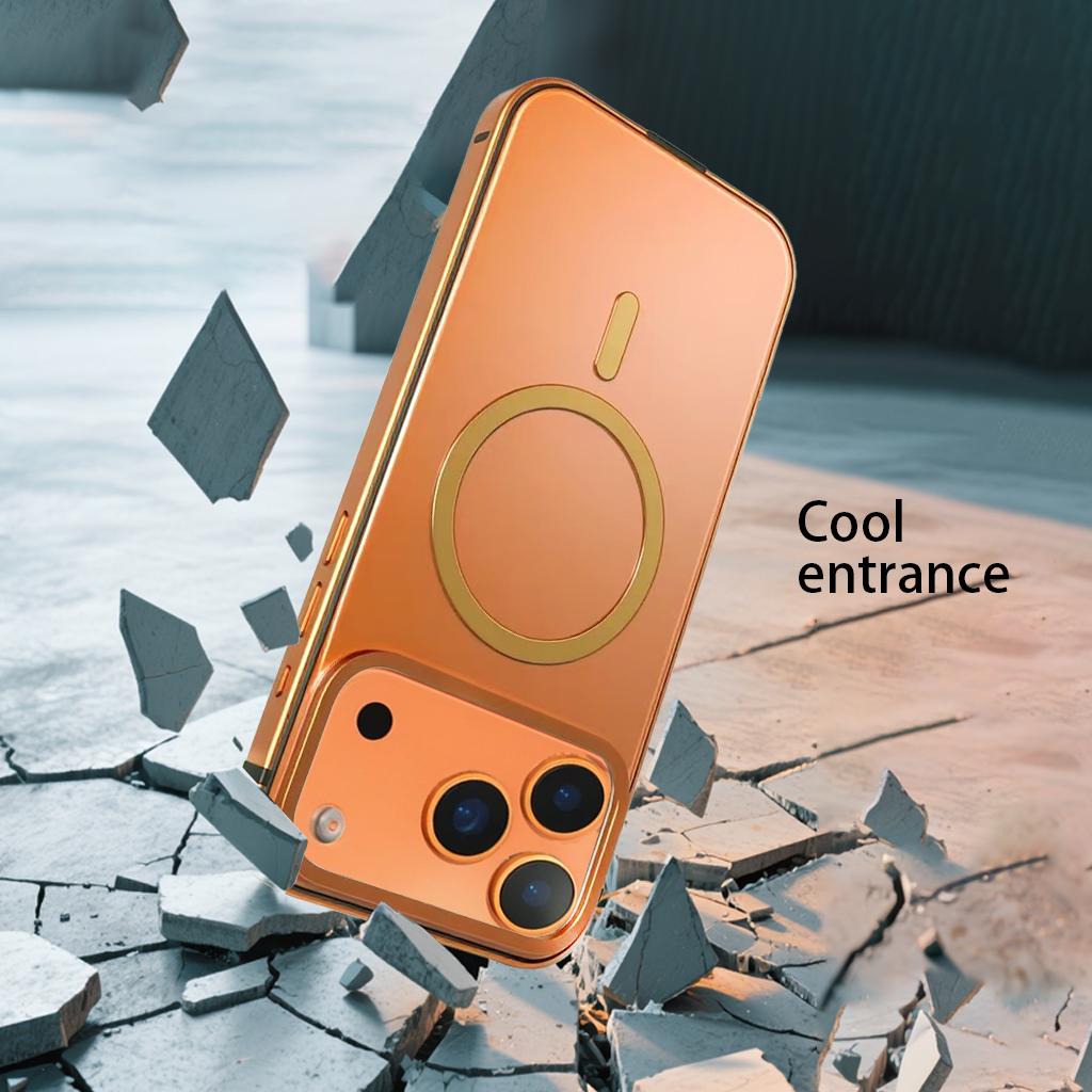 For iPhone 17 Pro Case Metal TPU Frame PC Back Phone Cover Compatible with MagSafe