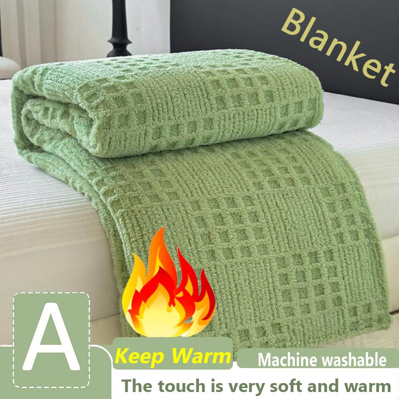 

2025 Warm Thick Blanket Tafu Fleece Solid Color Jacquard Blanket Multi Functional Cover Blanket Sofa Blanket Napping Blanket Small Blanket 70*100cm(only blanket)