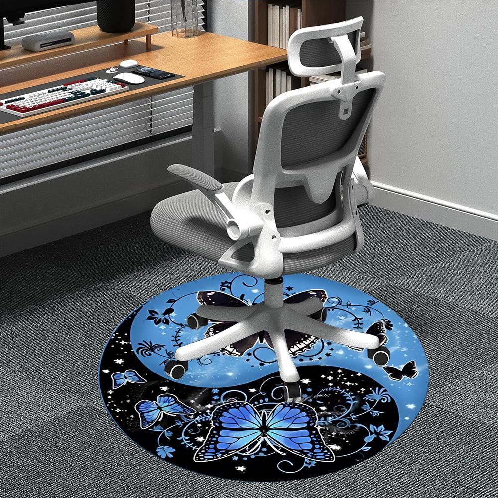 

1pc Butterfly Yin Yang Decorative Chair Carpet for Office, Soft and Durable Office Rug for Interior Decoration, Perfect for Office yy251227083 80cm by 80cm