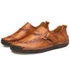 Men's Slip-On Comfortable Flat Bottom Leather Shoes Male Breathable Outdoor Casual Slip-Over Cowhide Walking Shoes Large Size 48