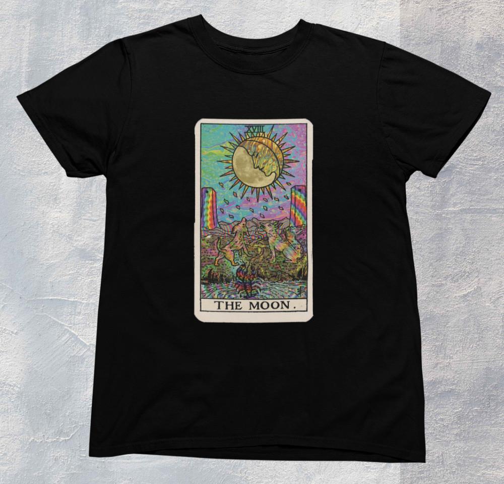 Психоделическая карта Таро - Луна - Футболка - 100% Хлопок Унисекс Футболка S