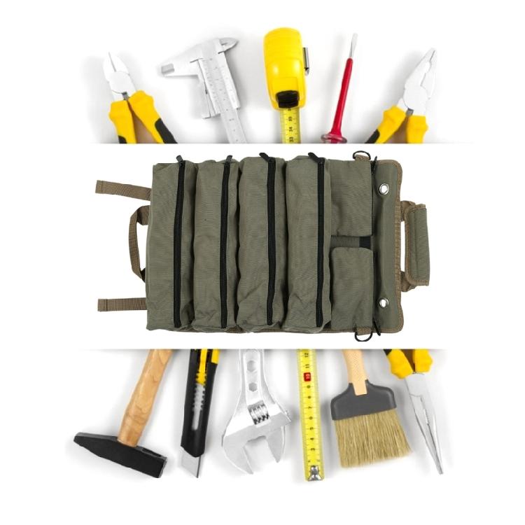 Electricians Wrench Tool Bag Roll Up Bag Wrench Roll Up Pouches Bag with 4Pocket