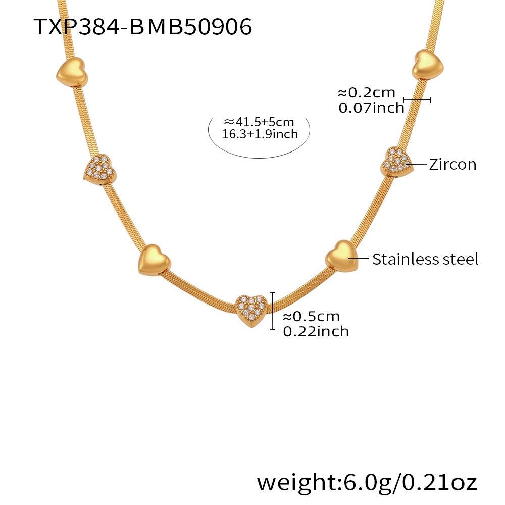 18K Gold-Plated Heart Zircon Bow Pendant Necklace & Bracelet Jewelry Set