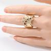 Vintage Inlaid White CZ Women's Ring Gold Color Geometry Hollow Daily Wear Party Jewelry Anniversary Gift