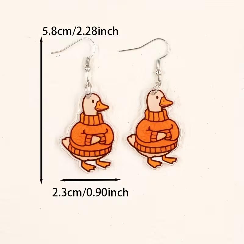 Cross-border, New Cute Little Duck Earrings Flat Acrylic Fun Cartoon Thanksgiving Duck Earrings