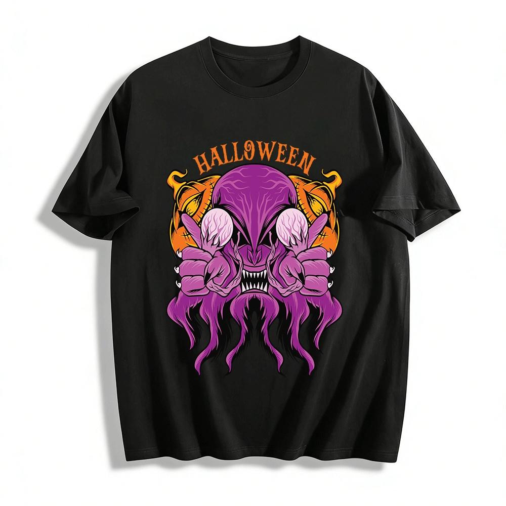 Halloween Cthulhu Pumpkin Graphic Casual Tee Shirt Pure cotton T-shirt XXS