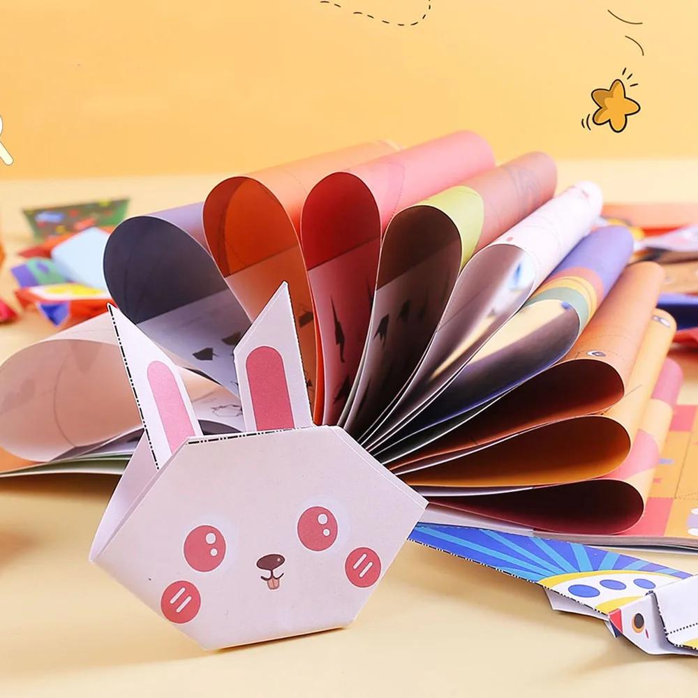 1set Cartoon Animal Origami Paper Kid DIY Craft Toy Handcraft Parper Art Educational Toy for Children Gift English Origami Decor
