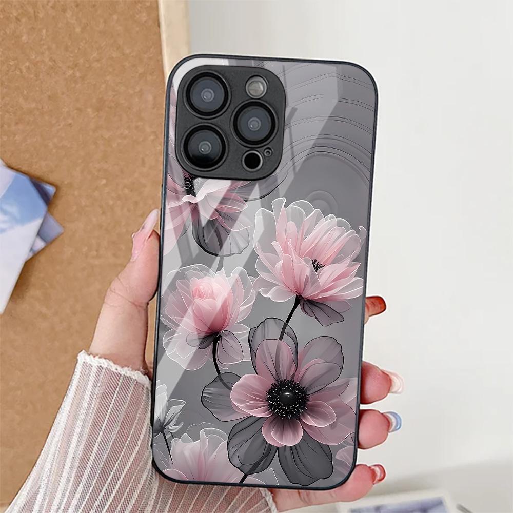 Rose Flower Phone Case For iPhone 16 Pro Case iPhone 17 15 13 11 12 14 Pro Max 7 8 Plus 16E 17 Air XR SE Tempered Glass Cover