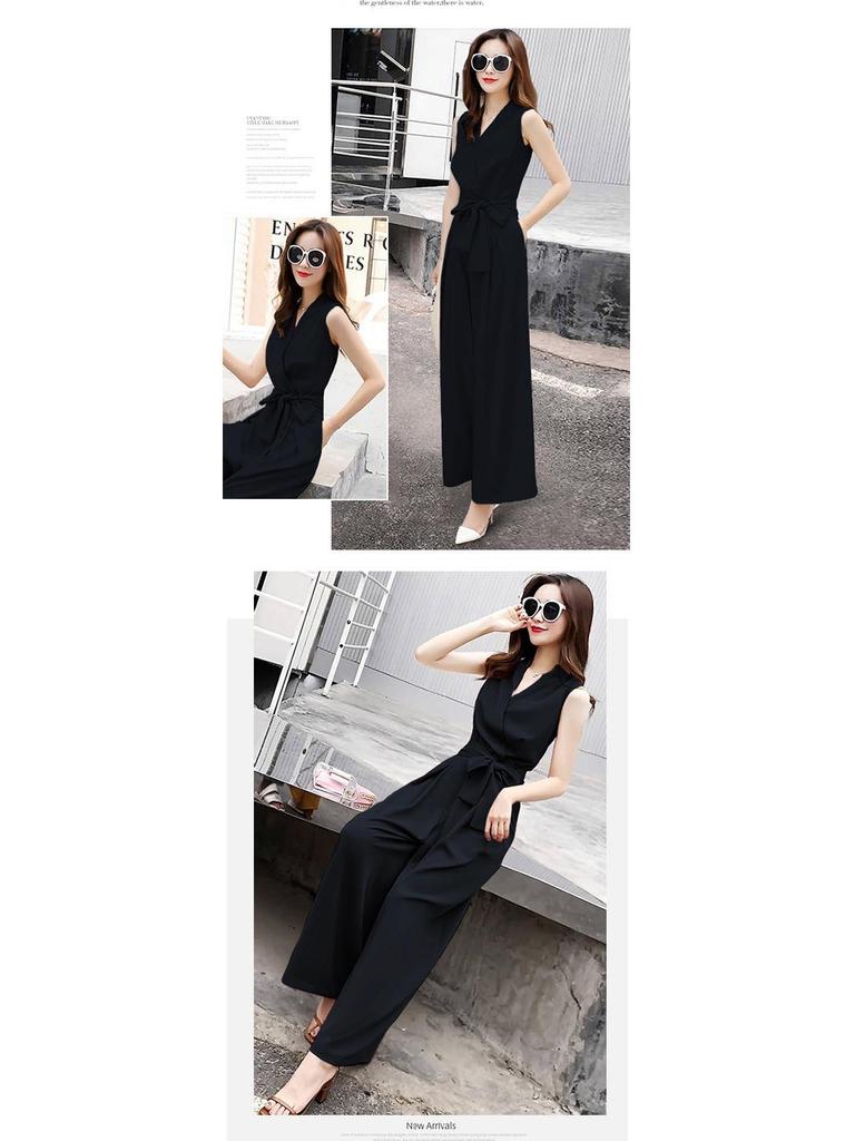 2025 Summer Fashion V-Neck Slim Fit Wide-Leg Jumpsuit for Women