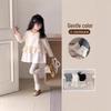 2026 Spring Girls' Lace Trim Solid Color Footless Leggings: Stylish & Versatile Tights