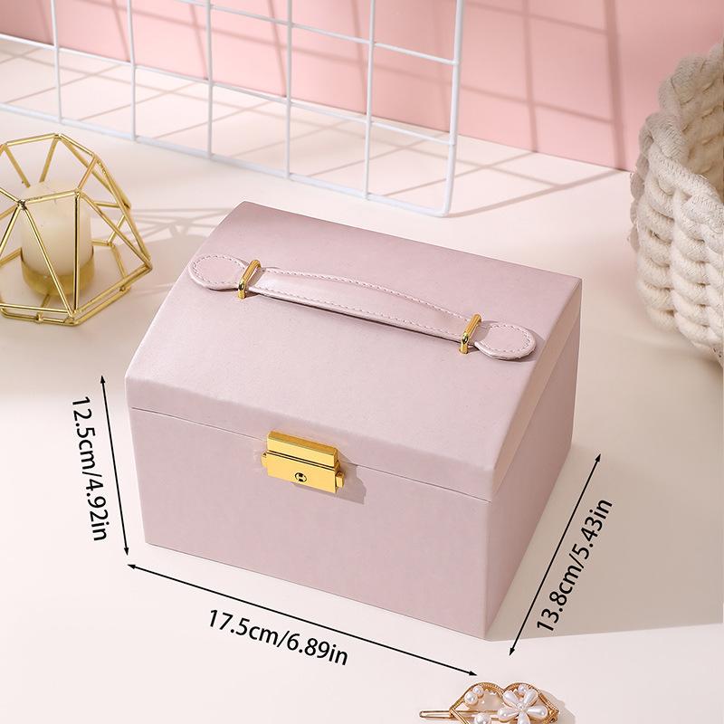 Three Layer Portable Travel Jewelry Box Jewelry Organizer and Display Box Earrings Necklace Ring Packaging box with Mirror