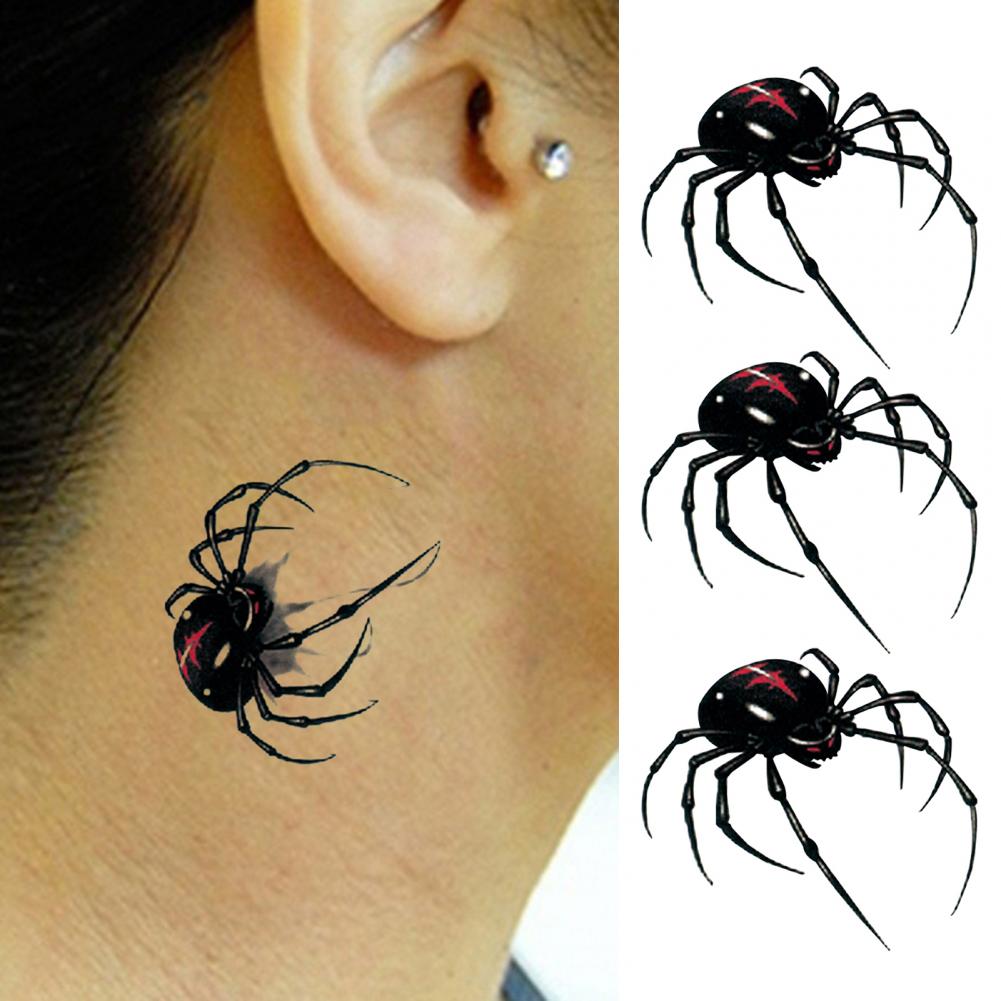 Autocolante tatuaje temporare 3D păianjen impermeabile artă corporală pentru gât braț spate autocolante tatuaje păianjen realiste pentru petreceri de Halloween