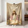 1 Stück Jesus Porträt Blumendruck Flanell Decke In Mehreren Größen Für Lässiges Nickerchen Weiche Abdeckung Decke Maschinenwaschbar