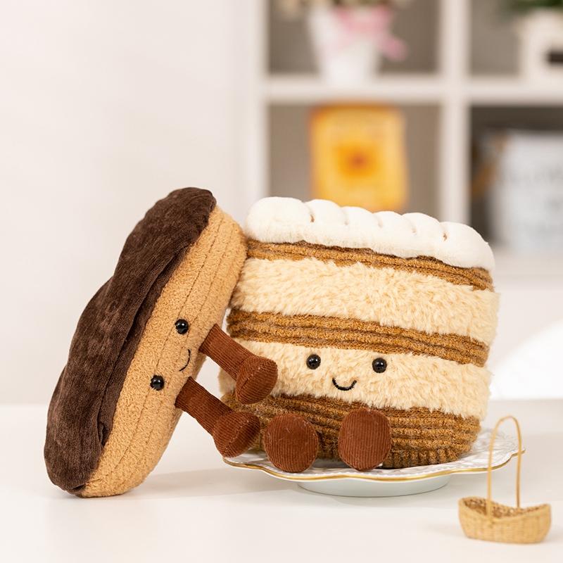 Jucărie de pluș drăguță Seria Deserturi Mâncare umplută Prăjitură,Tartă cu ouă,Waffle,Clătită,Macaron,éclair Păpușă moale Decor pentru casă Cadou pentru copii