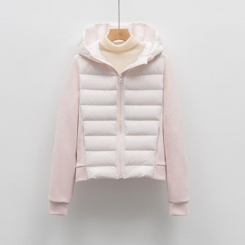 Kurze leichte Damen-Daunenjacke mit Kapuze, schlanke Daunenjacke für Fitness, Outdoor-Sport