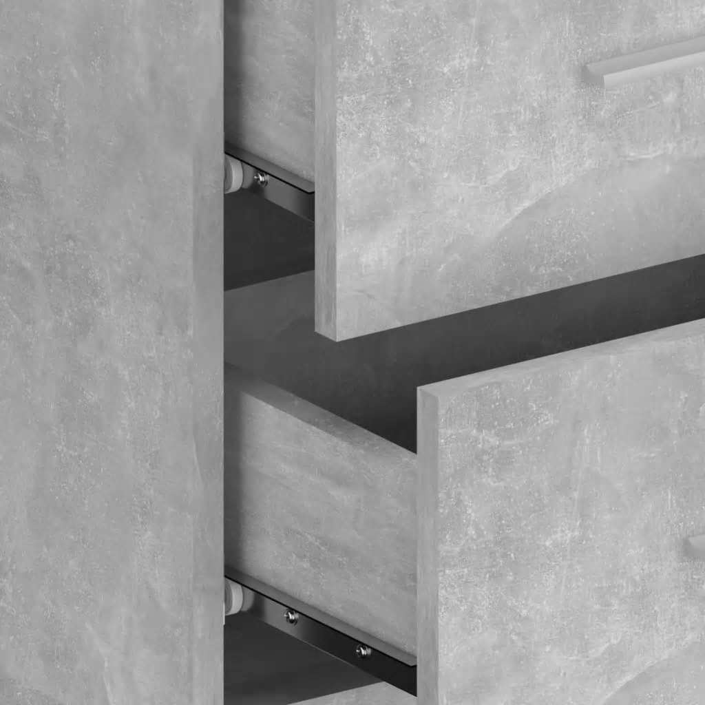 Headboard with Nightstands Concrete Grey Particleboard