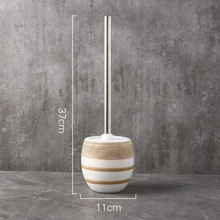 

Retro Round Ceramic Toilet Brush & Holder Set Cleaning Tool Circle Base Cream Series ceramics Bathroom Decor Accessories Stainle